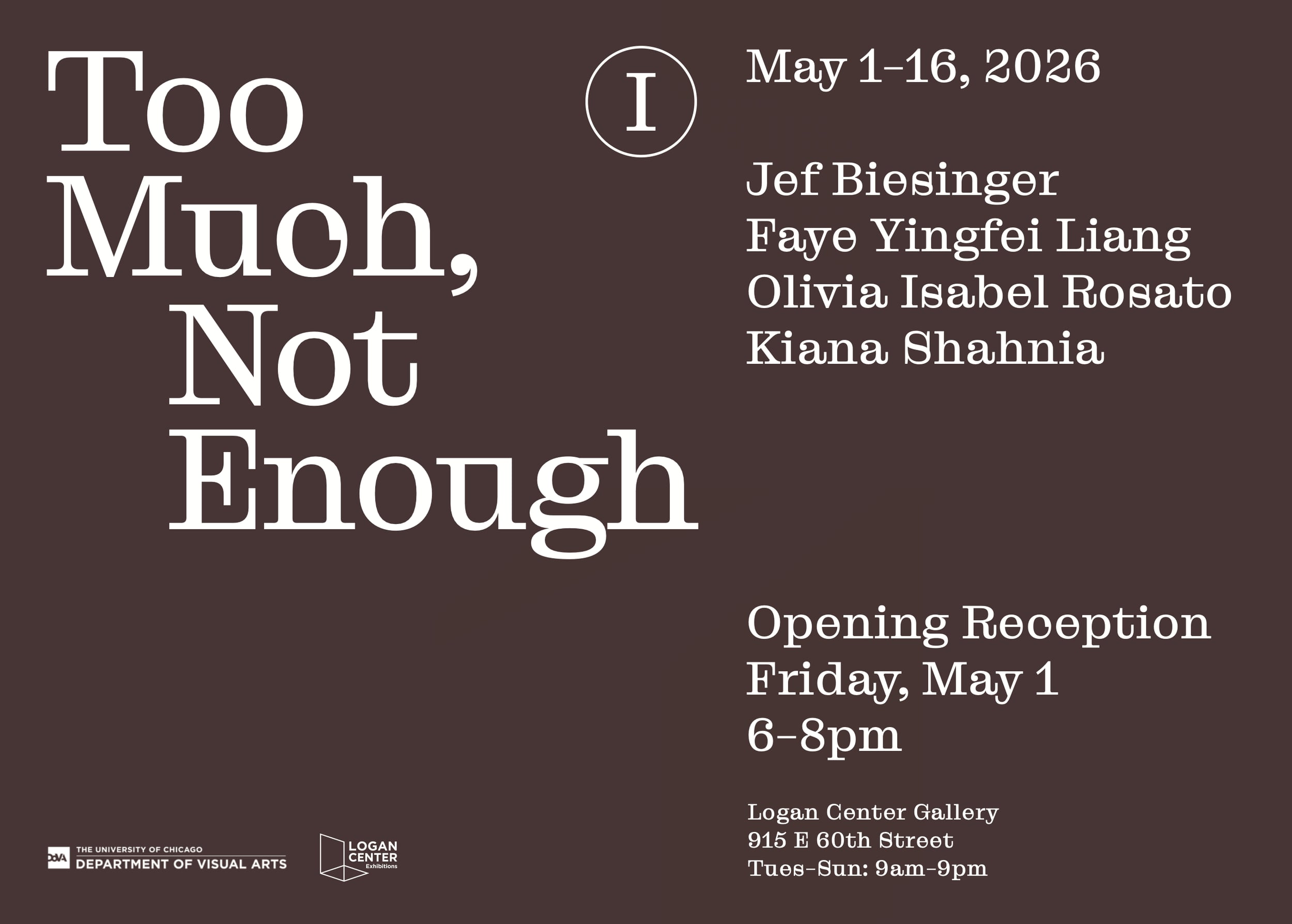 2026 MFA Thesis Exhibition: Too Much, Not Enough I