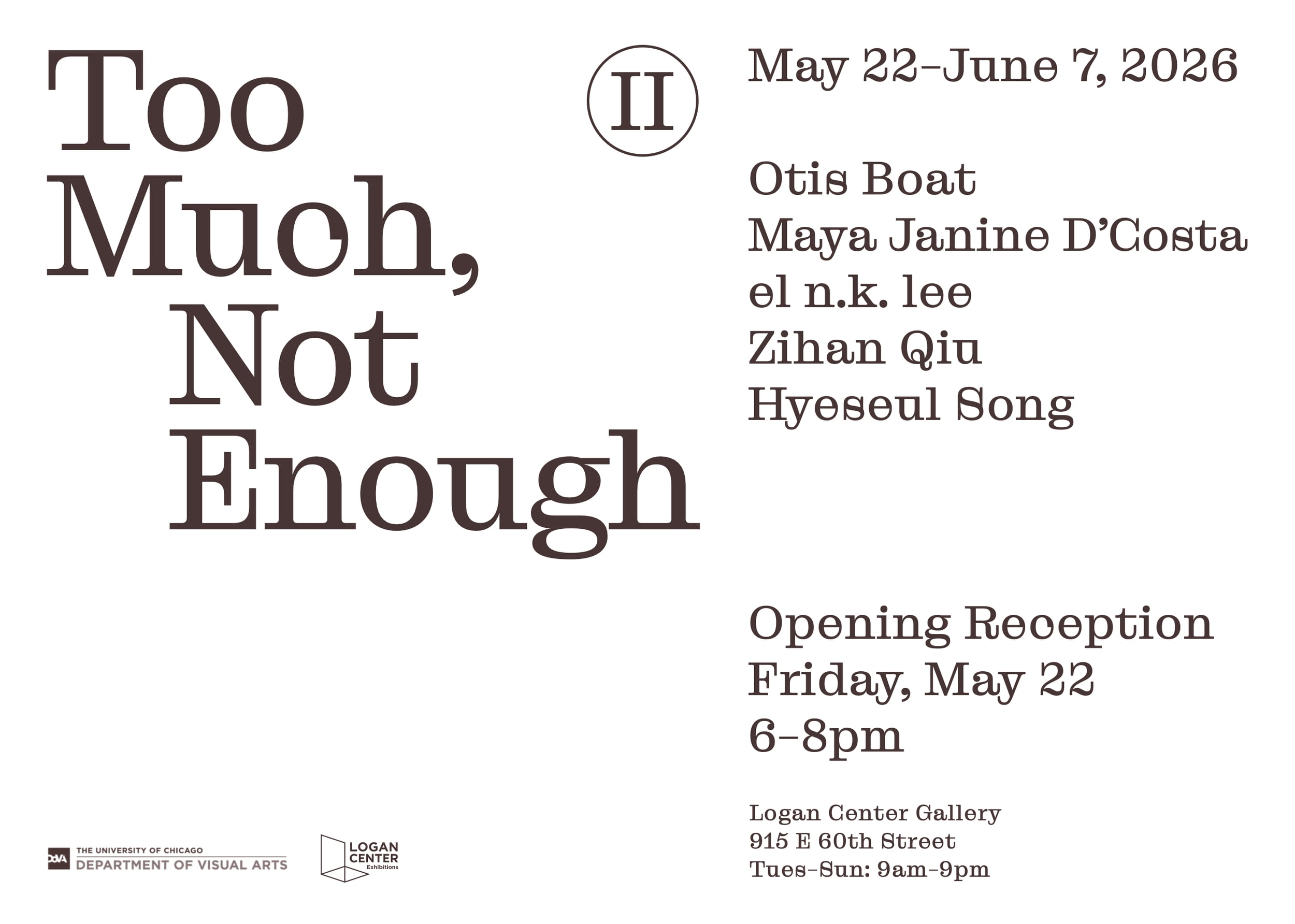 2026 MFA Thesis Exhibition: Too Much, Not Enough II
