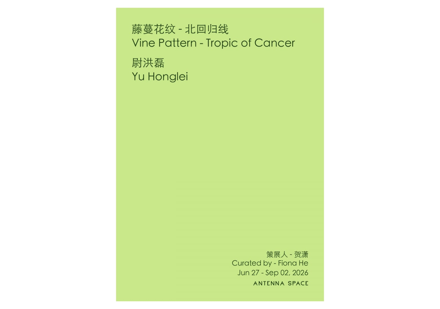 Yu Honglei: Vine Pattern – Tropic of Cancer